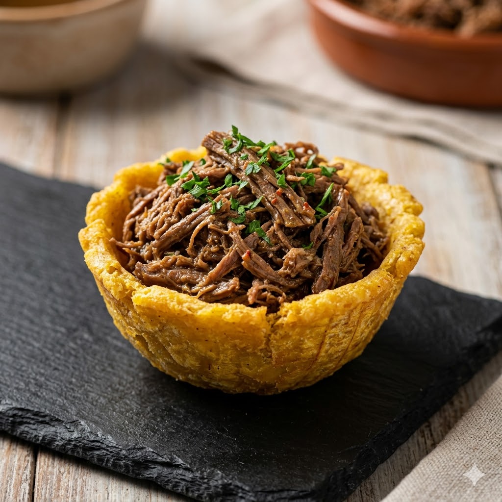 Canasta de plátano con carne
